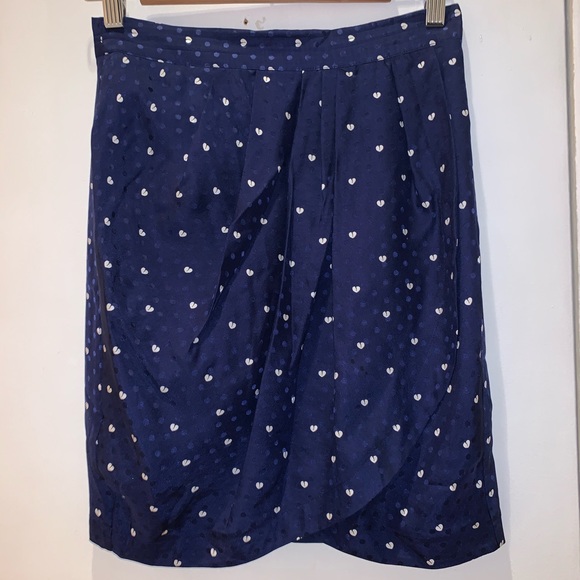 Yumi Kim Tulip Blue Silk Heart Print Skirt Size S. - Picture 1 of 5